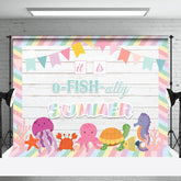 Lofaris O Fish Ally Summer Undersea Animals Wooden Backdrop